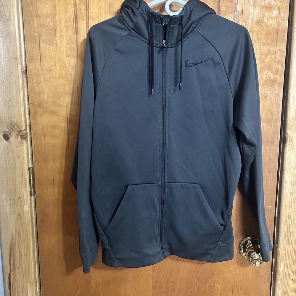 Nike Dri‎ Fit Grey Zip Up Hoodie Athletic Performance Full Zip Size S